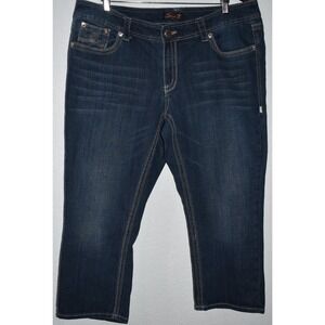 Seven 7 Luxe Jeans 18 Stretch Blue Denim Crop Y2K Straight Leg  5-Pocket Capri